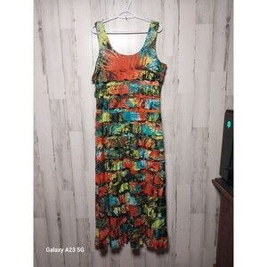 Tango Mango Tropical Sleeveless Ruffle Dress 1XL